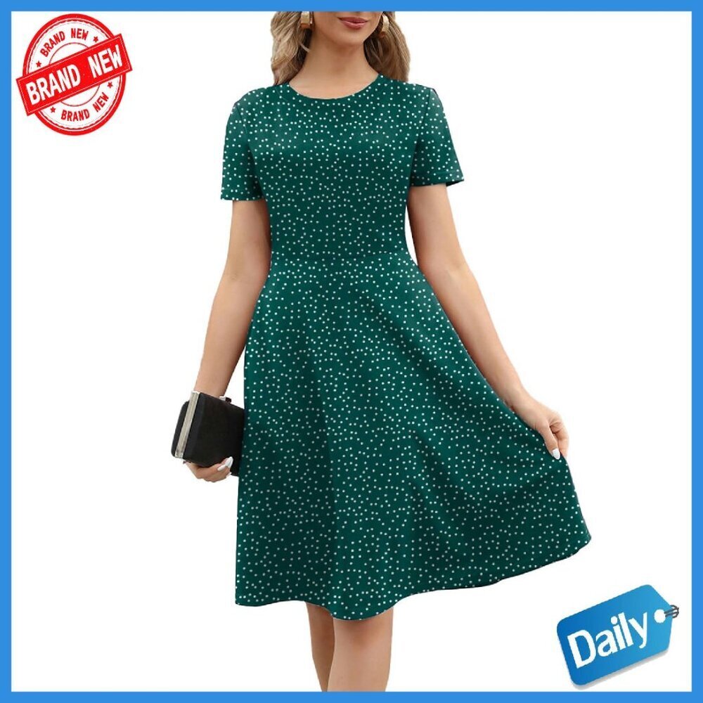 Fit Flare Dress with Pockets Work Party A-Line Knee Length